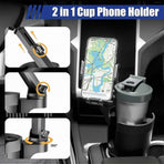 Car Cup Holder with Phone Mount - Adjustable Rotatable Expander for Cell Phone & Drink
