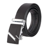 Men's Leather Belt with Automatic Buckle, Litchi Grain Business Style