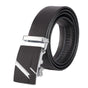 Men's Leather Belt with Automatic Buckle, Litchi Grain Business Style