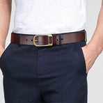 120cm Men's Coffee Leather Belt, Father's Day Gift