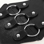 Women's 83cm Wide Leather Corset Belt with Studs, Elastic Waist Design