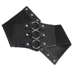 Women's 83cm Wide Leather Corset Belt with Studs, Elastic Waist Design