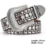 Women's Rhinestone Cowgirl Studded Leather Jeans Belt