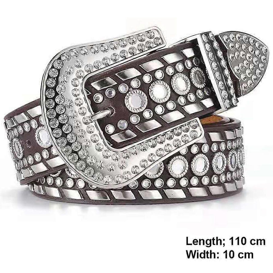 Women's Rhinestone Cowgirl Studded Leather Jeans Belt