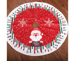 Round Elk/Santa/Snowman Print Xmas Tree Skirt Cover Floor Carpet Christmas Decor-B