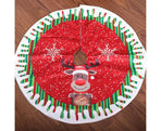Round Elk/Santa/Snowman Print Xmas Tree Skirt Cover Floor Carpet Christmas Decor-B