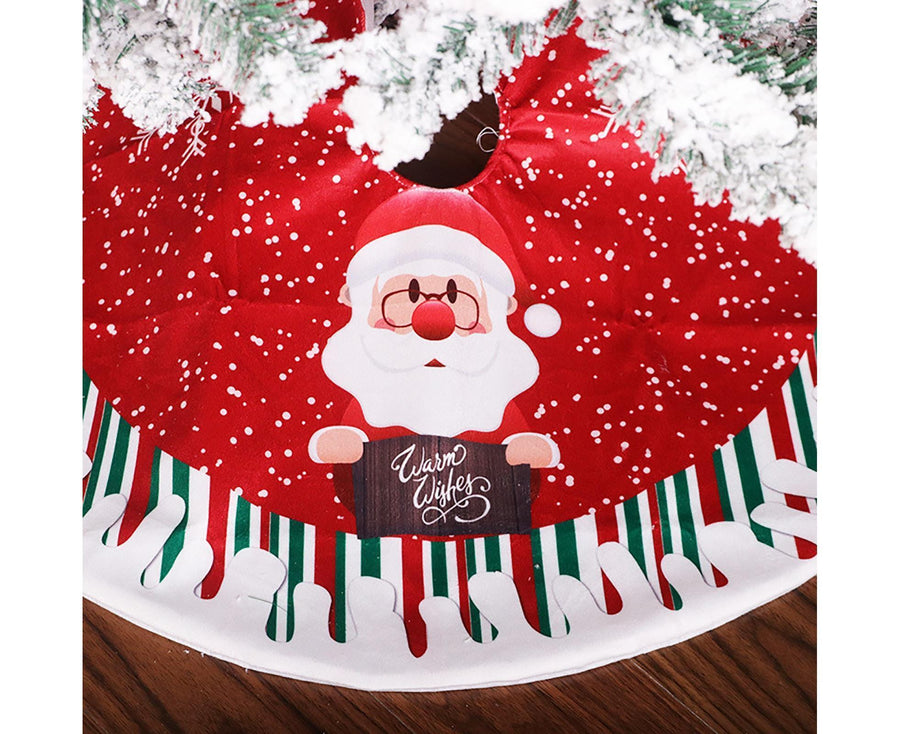 Round Elk/Santa/Snowman Print Xmas Tree Skirt Cover Floor Carpet Christmas Decor-B