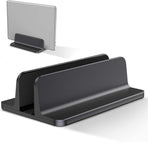 Vertical Aluminum Laptop Stand, Adjustable Desk Holder, Black