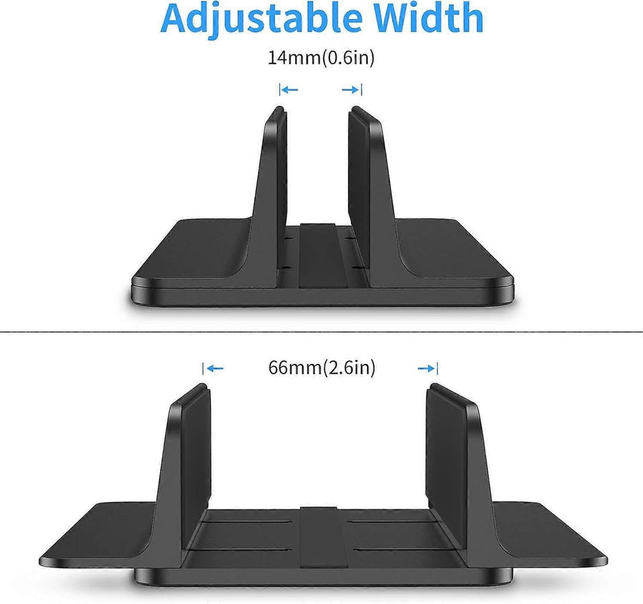 Vertical Aluminum Laptop Stand, Adjustable Desk Holder, Black