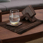 6pcs Wooden Drink Coasters with Holder for Kitchen Cafe