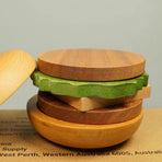 Wooden Hamburger Drink Coaster Set Cute Heat Resistant