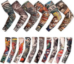 12PCS Flower Tattoo Arm Sleeves UV Cooling Stretch Summer Cover