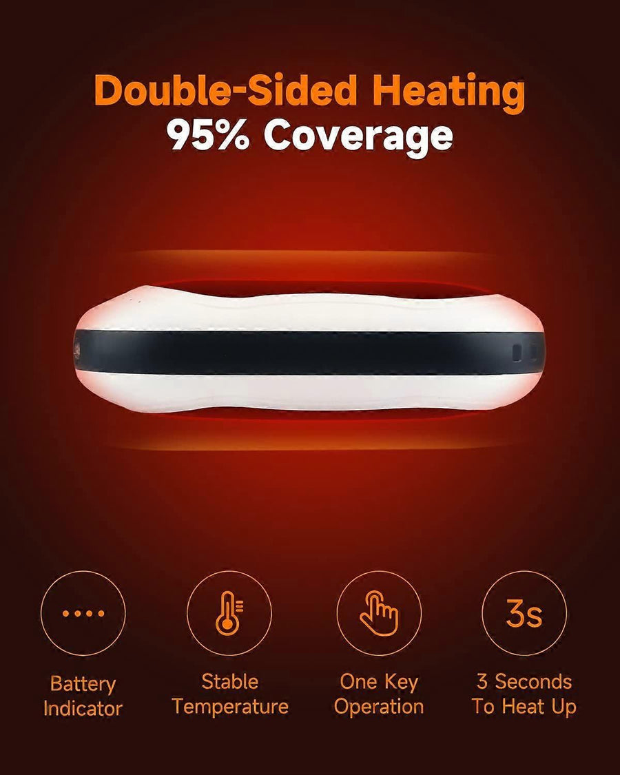 10000mAh Rechargeable Hand Warmer & Power Bank - 2-Sided Heating, Portable USB