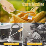 2PCS Stainless Steel Corn Stripper with Wooden Handle - Fast Kernel Removal