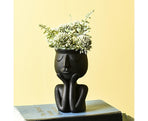 Human Think Face Ceramic Home Plants Flower Pot Vase Planter Tabletop Decoration-Red