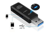 2 In 1 USB 3.0 Card Memory Reader High Speed SD SDHC SDXC Micro Writer Adapter - Black