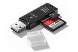 2 In 1 USB 3.0 Card Memory Reader High Speed SD SDHC SDXC Micro Writer Adapter - Black - 45-Degree Angle