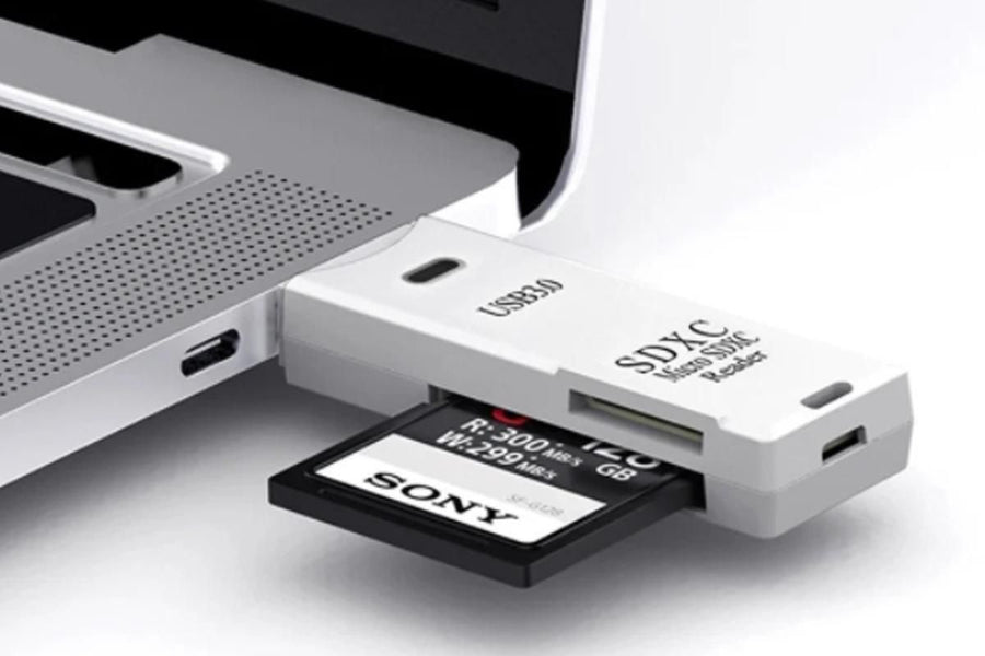 2 In 1 USB 3.0 Card Memory Reader High Speed SD SDHC SDXC Micro Writer Adapter - White