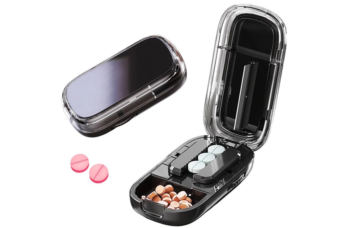 Pill Cutter Pill Splitter for Small and Tiny Pills 1/2 Adjustable Pill Organizer - Black 1/2 Pill Cutter