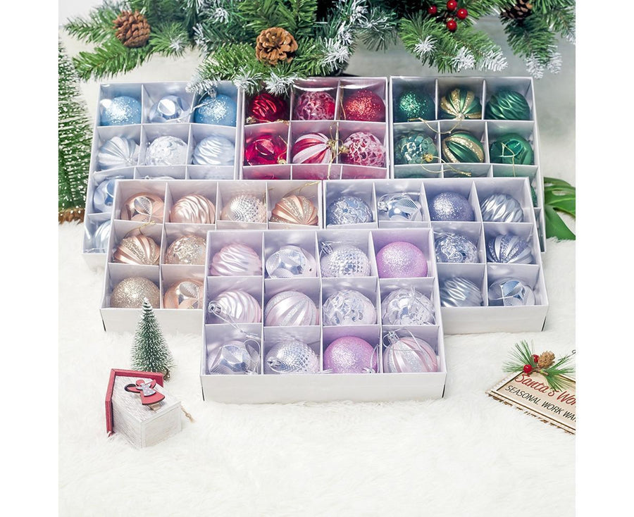 12Pcs 5.5cm Glitter Baubles Balls Christmas Tree Ornament Party Hanging Decor-Green