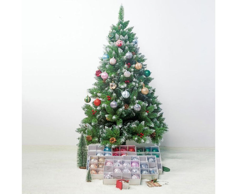 12Pcs 5.5cm Glitter Baubles Balls Christmas Tree Ornament Party Hanging Decor-Green