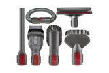 6Pcs Brush Attachment Tools Kit Compatible for Dyson V7 V8 V10 V11 Vacuum Cleaner Accessories Cordless Stick Vacuum Cleaner Accessory Replacement Including Flexible Hose, Crevice Tool, Mattress Tool, Stiff Dust Brush - Front View