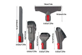 6Pcs Brush Attachment Tools Kit Compatible for Dyson V7 V8 V10 V11 Vacuum Cleaner Accessories Cordless Stick Vacuum Cleaner Accessory Replacement Including Flexible Hose, Crevice Tool, Mattress Tool, Stiff Dust Brush - Side View