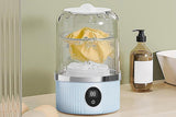 Portable Mini Washing Machine Rechargeable Small Clothes Washer for Travel Use - Blue - Rear View