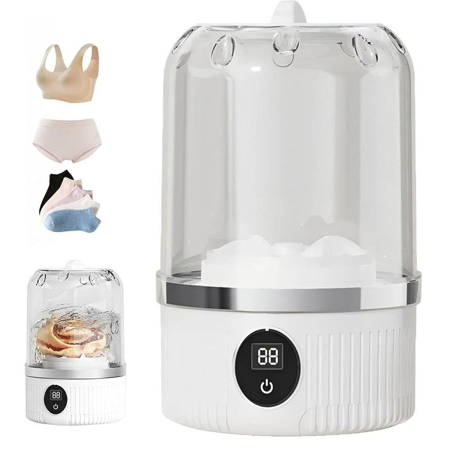 Portable Mini Washing Machine Rechargeable Small Clothes Washer for Travel Use - Blue