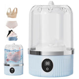 Portable Mini Washing Machine Rechargeable Small Clothes Washer for Travel Use - Blue