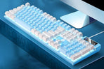 104 Keys Mechanical Gaming Keyboard Wired Backlit Keyboard Hot-Swap Mechanical Keyboard Wired Gaming Keyboard with Number Pad -Blue