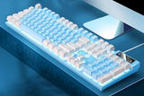 104 Keys Mechanical Gaming Keyboard Wired Backlit Keyboard Hot-Swap Mechanical Keyboard Wired Gaming Keyboard with Number Pad -Blue - Front View