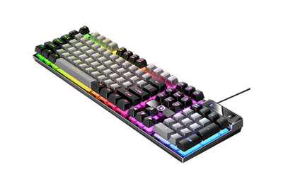 104 Keys Mechanical Gaming Keyboard Wired Backlit Keyboard Hot-Swap Mechanical Keyboard Wired Gaming Keyboard with Number Pad -Grey