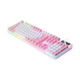 104 Keys Mechanical Gaming Keyboard Wired Backlit Keyboard Hot-Swap Mechanical Keyboard Wired Gaming Keyboard with Number Pad -Pink - Side View