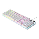 104 Keys Mechanical Gaming Keyboard Wired Backlit Keyboard Hot-Swap Mechanical Keyboard Wired Gaming Keyboard with Number Pad -White - Top-Down View