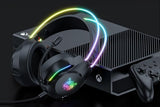 Gaming Headset with Mic Over Ear Headphone Lightweight Headphones with RGB Frame Gaming Headphones -Black - Side View