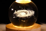 3D Milky Way System Ball with LED Stand Base Romantic Decor 3D Galaxy Crystal Ball Night Light Glass Sphere Paperweight Decorative Balls Birthday Christmas Gifts for Boys Girls - Solar System - Side View