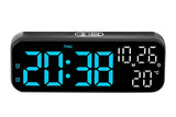 LED Digital Clock with Temperature Humidity Display for Bedroom Black - Front View