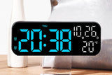 LED Digital Clock with Temperature Humidity Display for Bedroom Black - Top-Down View