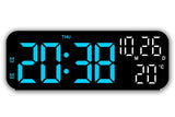 LED Digital Clock with Temperature Humidity Display for Bedroom Black - Rear View