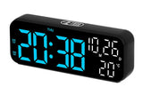 LED Digital Clock with Temperature Humidity Display for Bedroom Black - Close-Up Angle