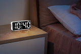 Small Digital Alarm Clock with 5 Dimmers and 5 Alarm Volumes for Bedrooms - White - Side View