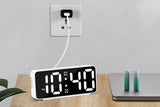 Small Digital Alarm Clock with 5 Dimmers and 5 Alarm Volumes for Bedrooms - White - 45-Degree Angle