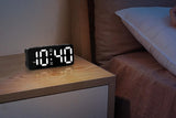 Small Digital Alarm Clock with 5 Dimmers and 5 Alarm Volumes for Bedrooms - Black - Side View