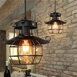 Retro Iron Cage Chandelier Personality Bar Cafe Decorative Light without Light Source - Rear View