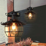 Retro Iron Cage Chandelier Personality Bar Cafe Decorative Light without Light Source - Close-Up Angle
