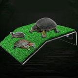 Turtle Basking Platform Simulation Grass Turtle Ramp for Fish Tank Aquarium - S - Front View