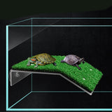 Turtle Basking Platform Simulation Grass Turtle Ramp for Fish Tank Aquarium - L