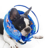 Soft Inflatable Pet Dog Cone Collar Anti Licking Scratching Blue - M - Side View