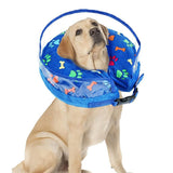 Soft Inflatable Pet Dog Cone Collar Anti Licking Scratching Blue - L